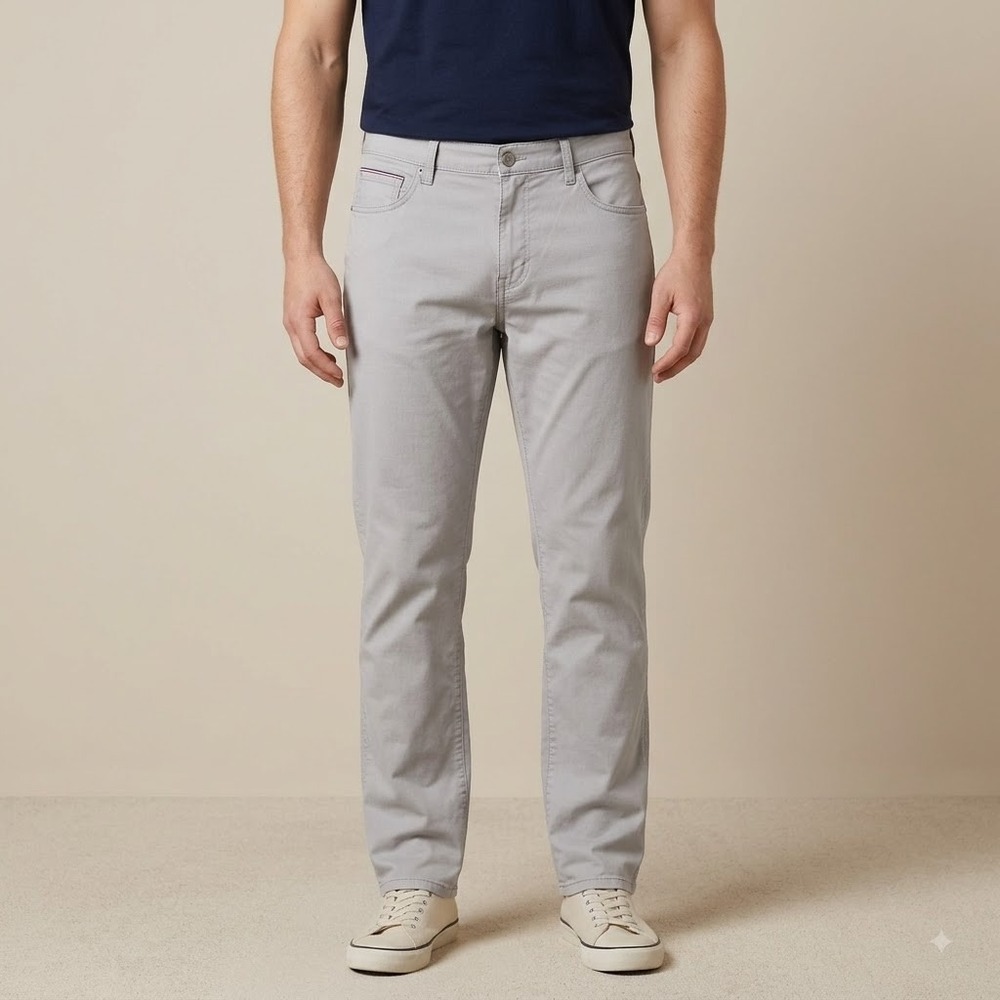 Tommy Hilfiger Pants Mens 38x30 Gray Stretch Slim Straight Chino Casual‎
